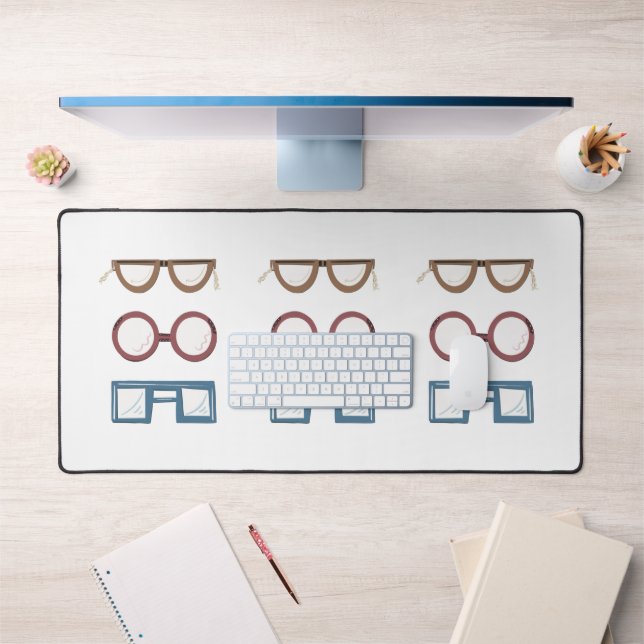 Old-School Chic: Vintage-Inspired Glasses Desk Mat (Office 1)