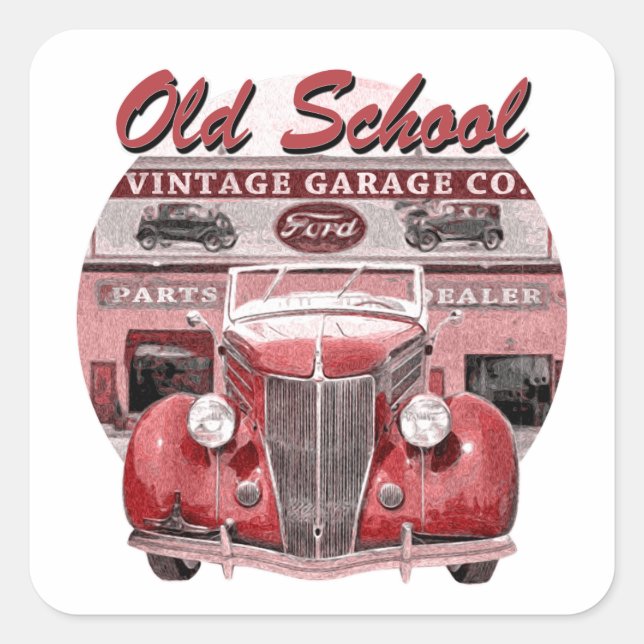 Old School Classic Car Square Sticker (Front)