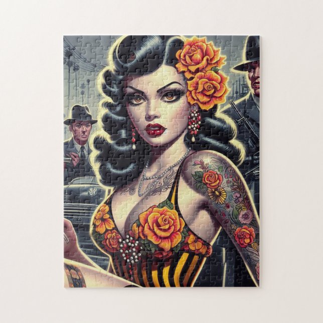Old School Cute Goth Girl Jigsaw Puzzle (Vertical)