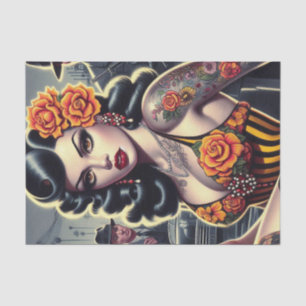 Old School Cute Goth Girl Tissue Paper