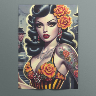 Old School Cute Goth Girl Tissue Paper