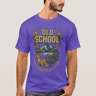 Old School Deer and Turkey Design T-Shirt
