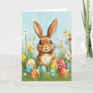 Old-School Easter Egg Bunny Holiday Card