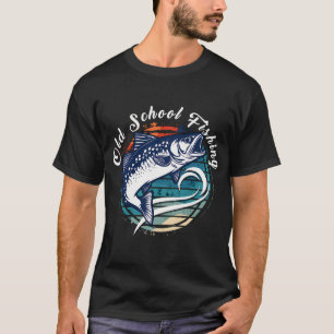 Old School Fishing - Vintage Trout Jumping Design T-Shirt