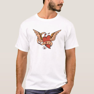 old school flying heart love banner T-Shirt