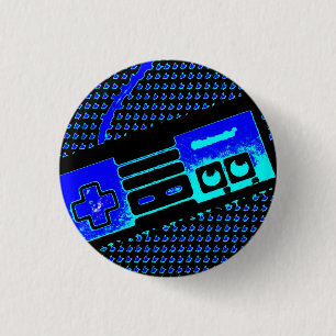 old school game controller 3 cm round badge