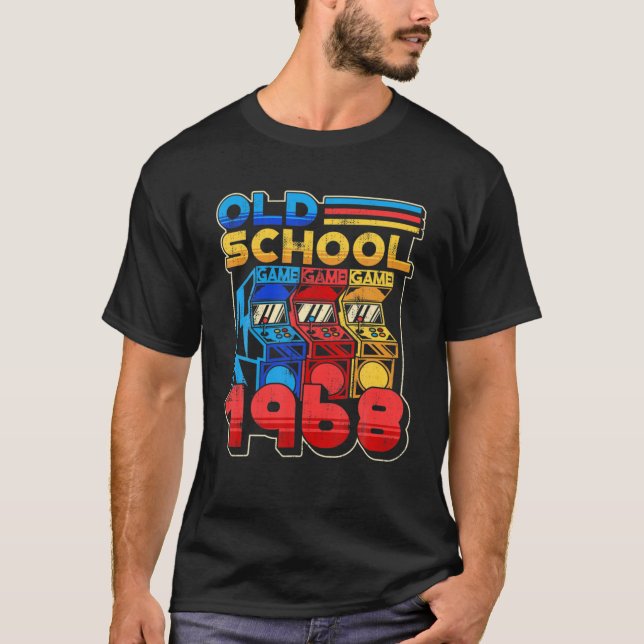 Old School Gamer Birthday 1968 Retro Arcade Game M T-Shirt (Front)