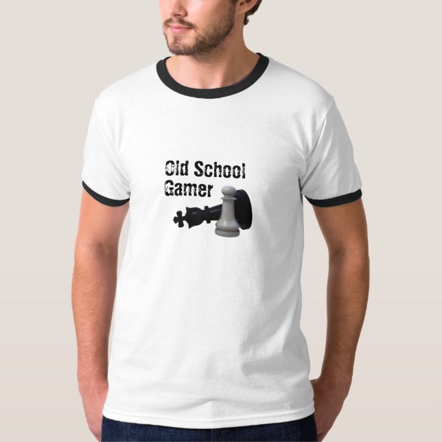 Old School Gamer, Chess T-Shirt (Front)