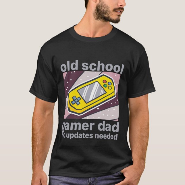 Old School Gamer Dad Retro Console Art T-Shirt (Front)