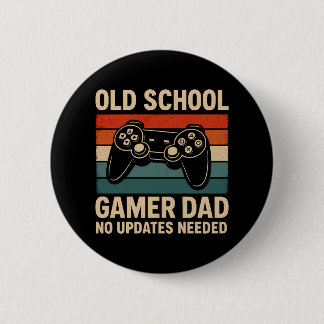 Old School Gamer Dad Retro Controller 6 Cm Round Badge