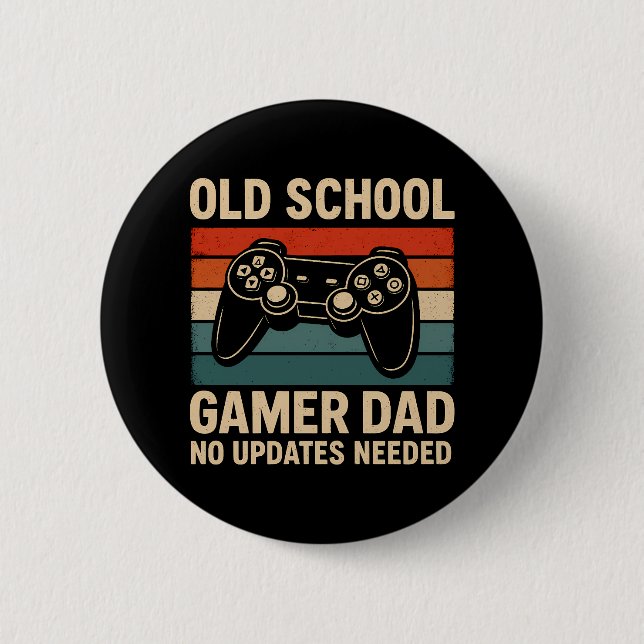 Old School Gamer Dad Retro Controller  6 Cm Round Badge (Front)