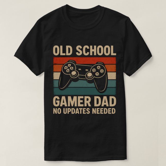 Old School Gamer Dad Retro Controller T-shirt (Design Front)