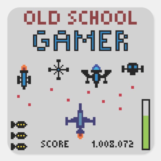 Old School Gamer - Spaceship - Sticker (Front)