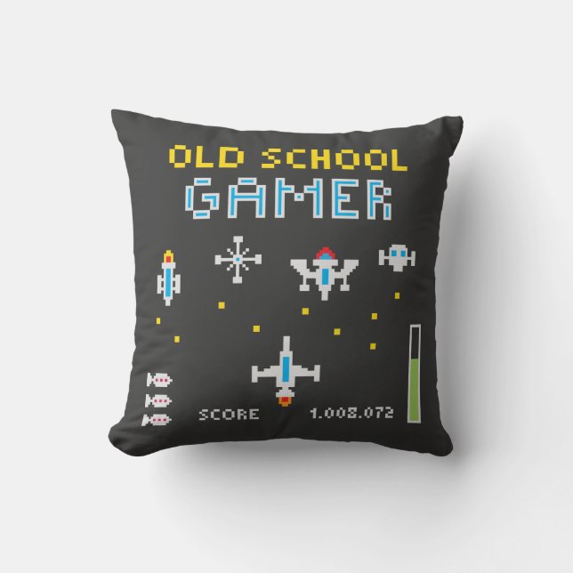 Old School Gamer - Stellarship - Throw Pillow (Front)