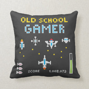 Old School Gamer - Stellarship - Throw Pillow