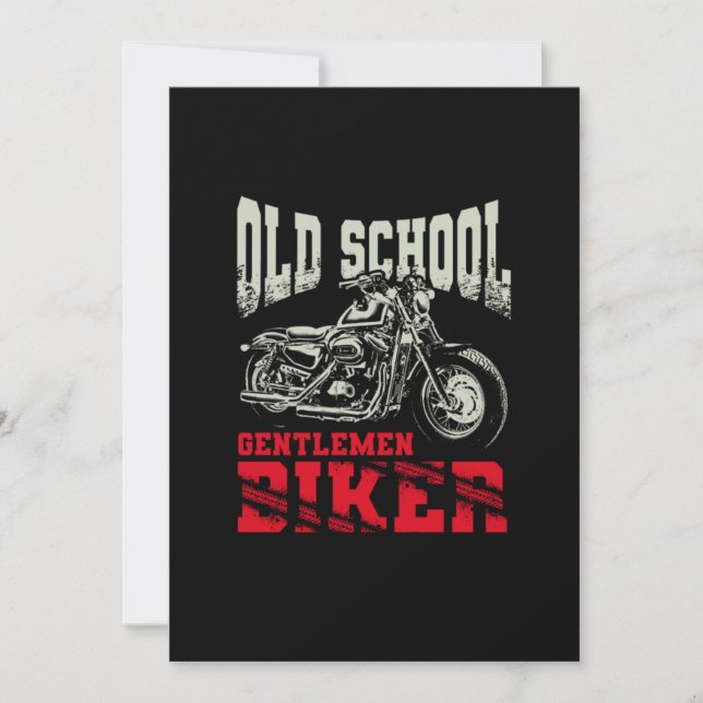 Old School Gentlemen Biker Motorcycle Invitation (Front)