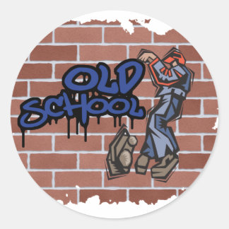 old school graffiti design classic round sticker
