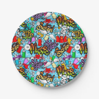 Old School Graffitti Paper Plate