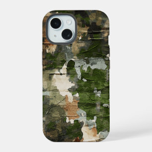 Old School Green Military Camo Worn Used Organic iPhone 15 Case