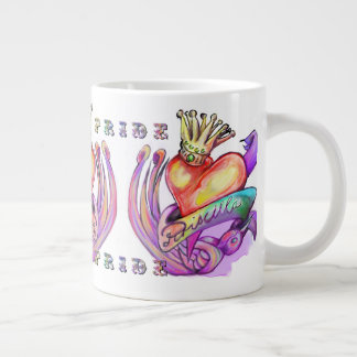 Old school heart tattoo and pride large coffee mug