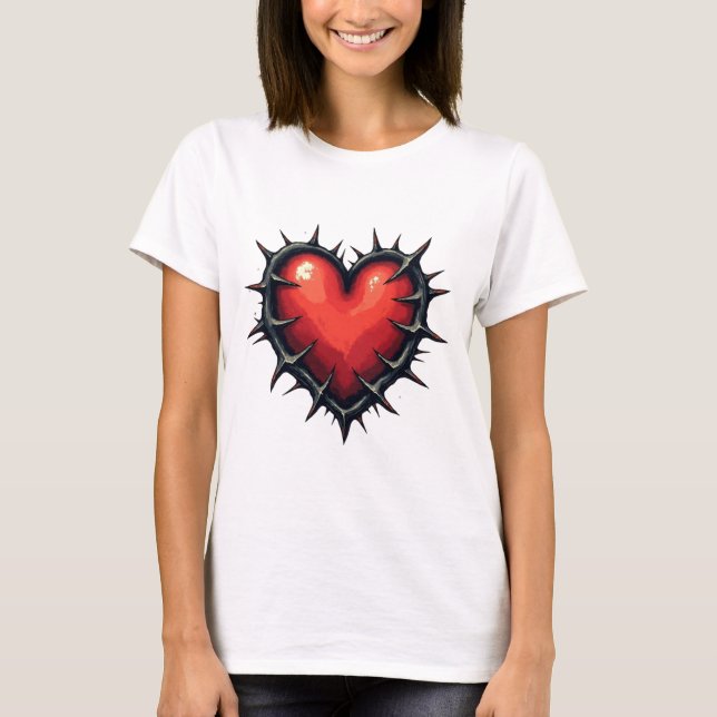 Old School Heart & Thorns Tattoo T-Shirt (Front)