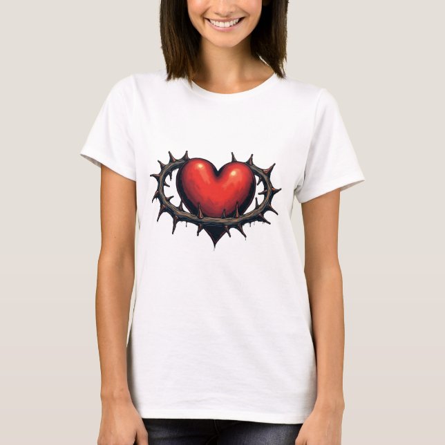 Old School Heart & Thorns Tattoo T-Shirt (Front)