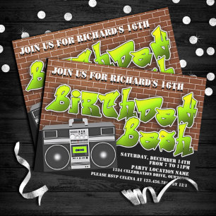 Old School Hip Hop Birthday Invitations