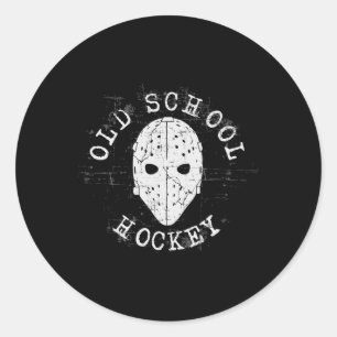 Old School Hockey Goalie Mask Classic Round Sticker