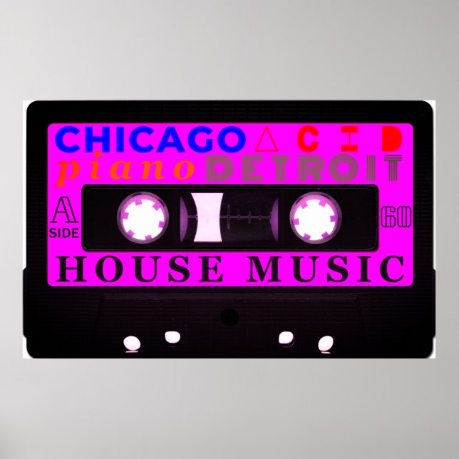 Old school house music inspired purple cassette poster (Front)