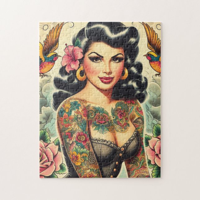 Old School Inked Girl Jigsaw Puzzle (Vertical)