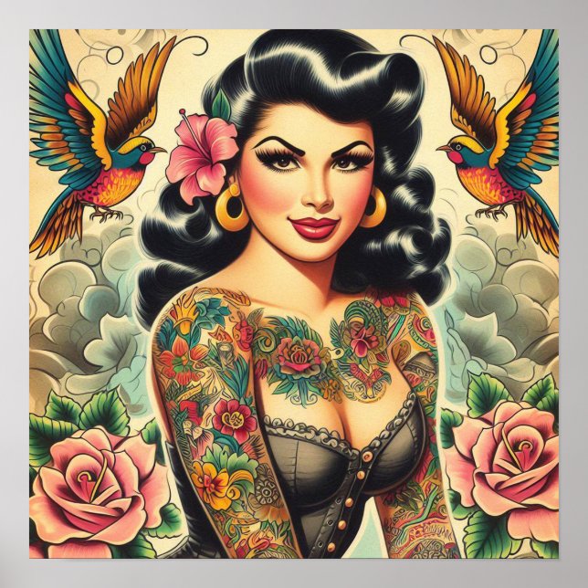 Old School Inked Girl Poster (Front)