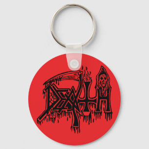 Old School Logo black on red button Key Ring