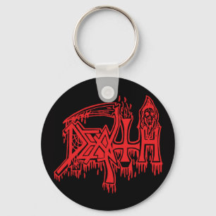 old School Logo red on black button Key Ring