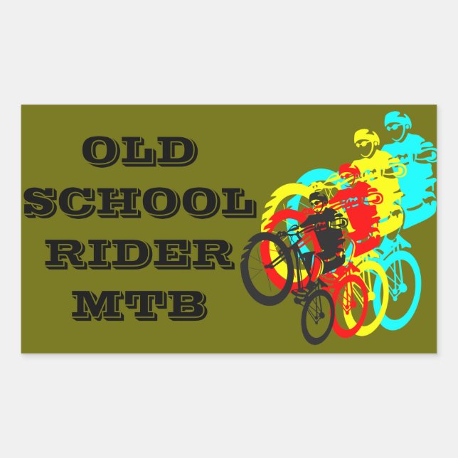 Old school MTB / Trials bike wheelie Rectangular Sticker (Front)