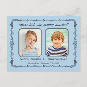 Old School Photos Save the Date Postcard   Blue