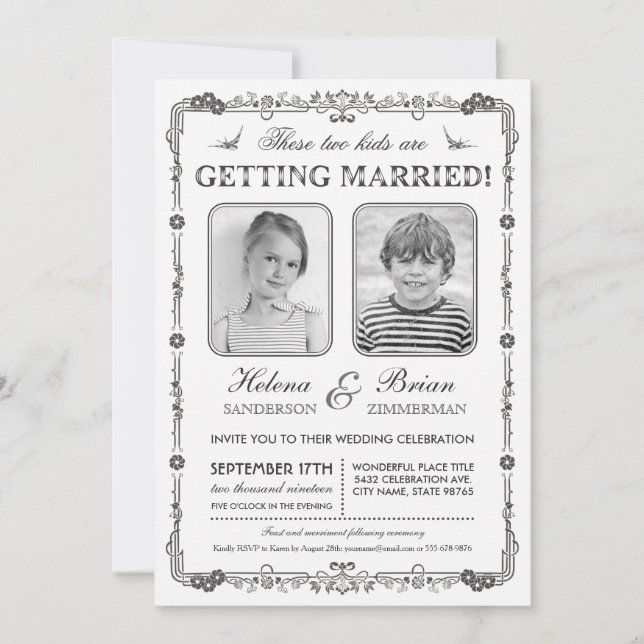 Old School Photos Wedding Invitation (Front)