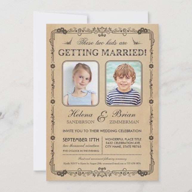 Old School Photos Wedding Invitation (Front)