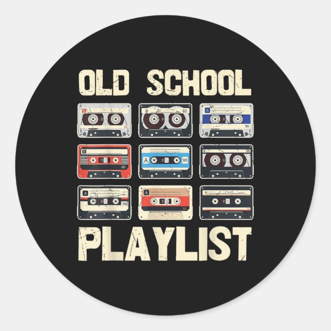 Old School Playlist Cette  Classic Round Sticker (Front)