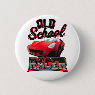 Old School Racer Logo 6 Cm Round Badge