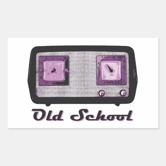 Old School Radio Retro Vintage Rectangular Sticker (Front)