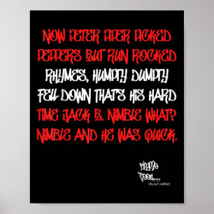 Old School Rap Hip Hop Peter Piper Quote 80s D M C Poster