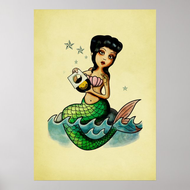 Old School Reggae Mermaid Poster (Front)