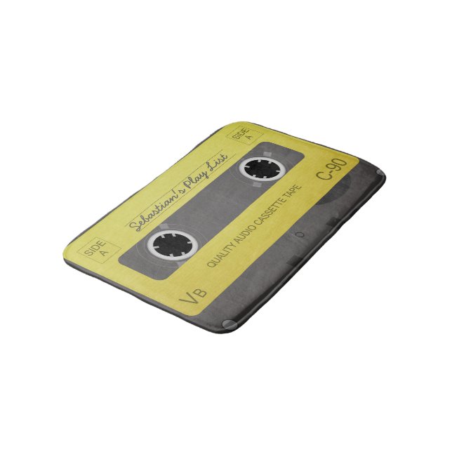 Old School Retro Music Tape Personalised Bath Mat (Angled)