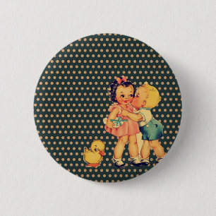 old school retro polka dots kitsch Vintage Kids 6 Cm Round Badge