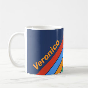 Old School Retro Rainbow Stripes with Name Coffee Mug