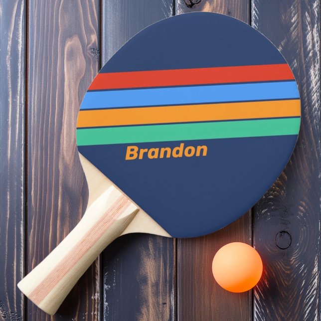 Old School Retro Rainbow with Name Ping Pong Paddle (Creator Uploaded)