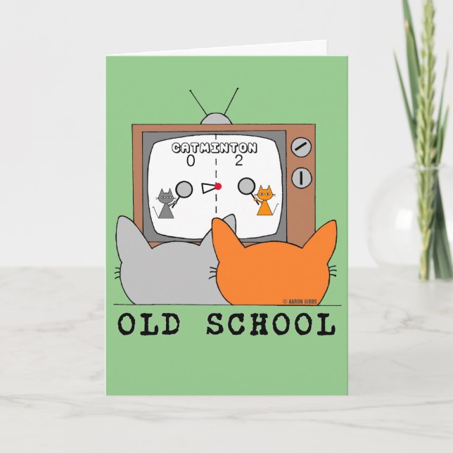 OLD SCHOOL Retro Video Cats Gamer Birthday Card (Front)