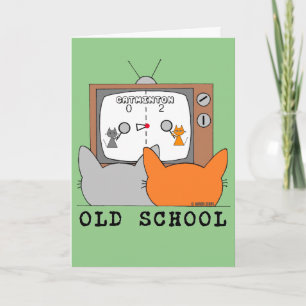 OLD SCHOOL Retro Video Cats Gamer Birthday Card