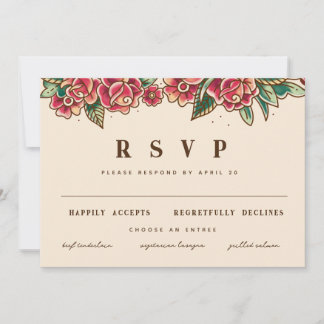 Old School Rose Tattoo Art Invitation