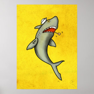 Old School Sailor Shark Poster